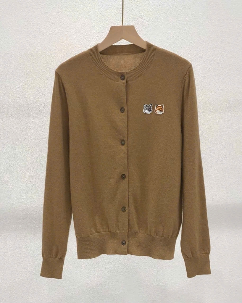 Áo len CDG Maison Kitsune logo 2 cáo 6 màu len 100% wool