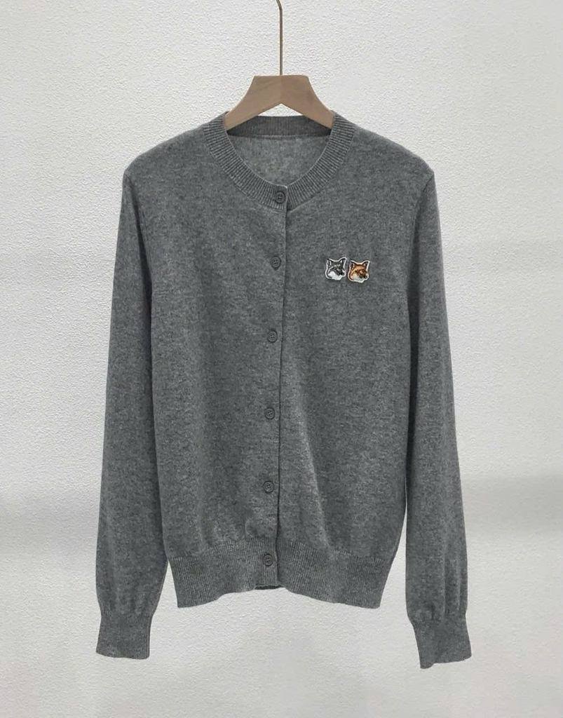 Áo len CDG Maison Kitsune logo 2 cáo 6 màu len 100% wool
