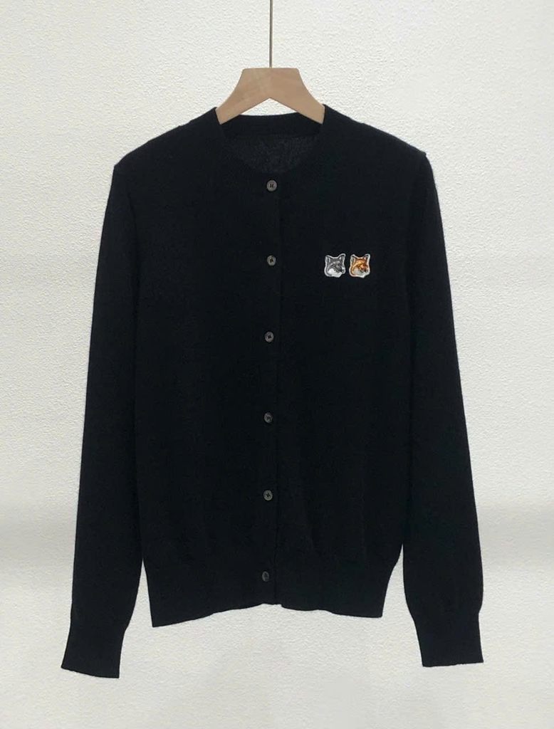 Áo len CDG Maison Kitsune logo 2 cáo 6 màu len 100% wool