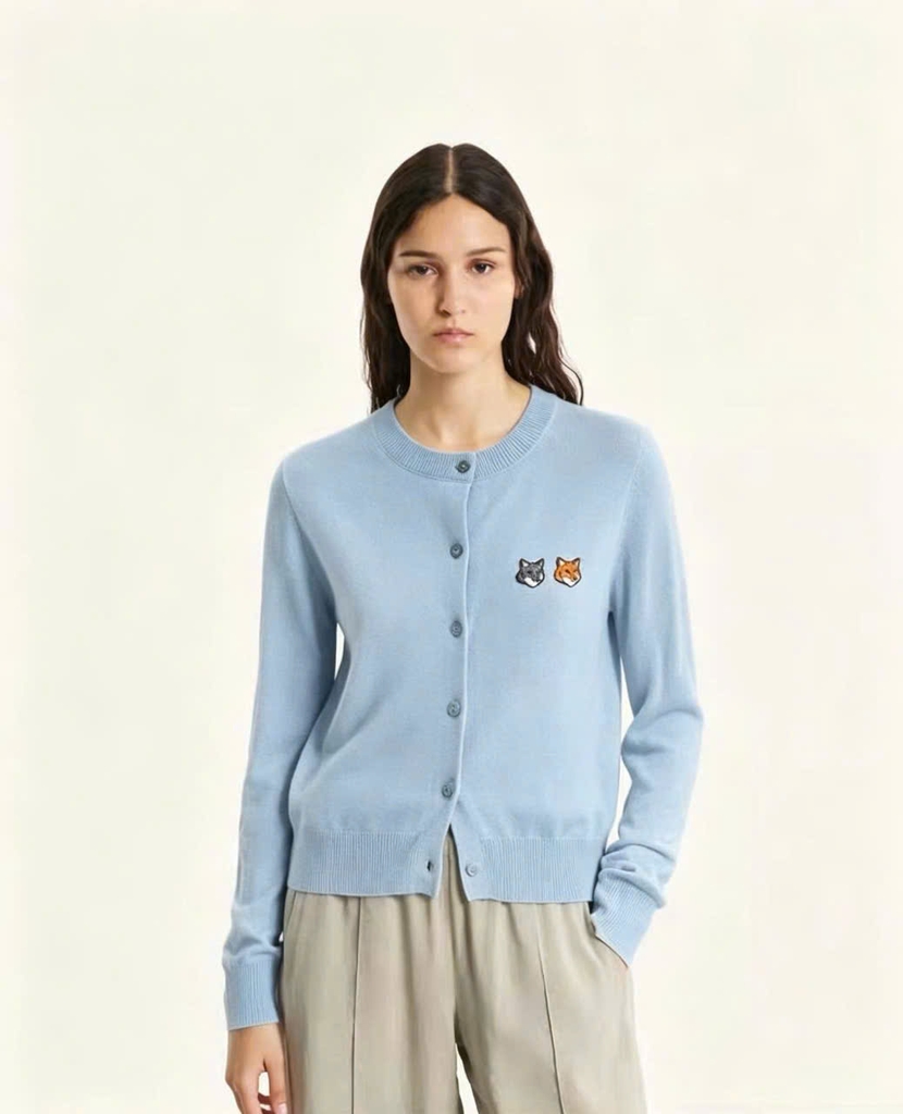 Áo len CDG Maison Kitsune logo 2 cáo 6 màu len 100% wool