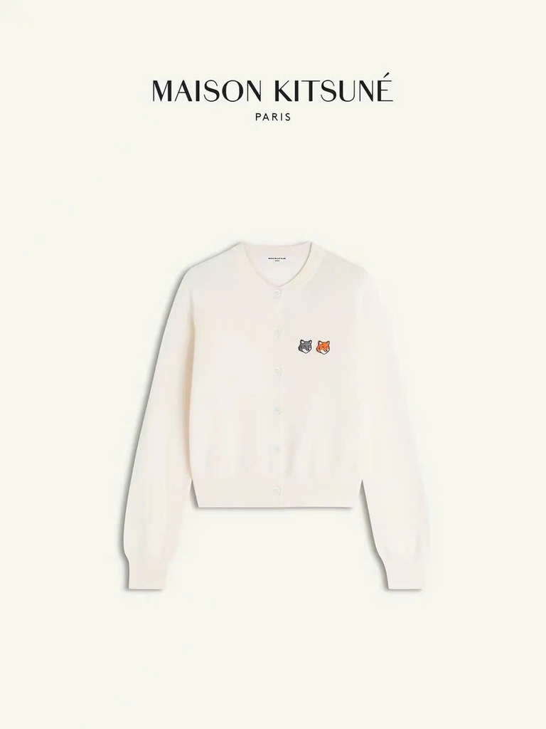 Áo len CDG Maison Kitsune logo 2 cáo 6 màu len 100% wool
