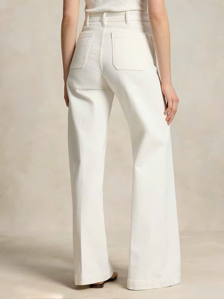 Quần denim trắng ống vẩy