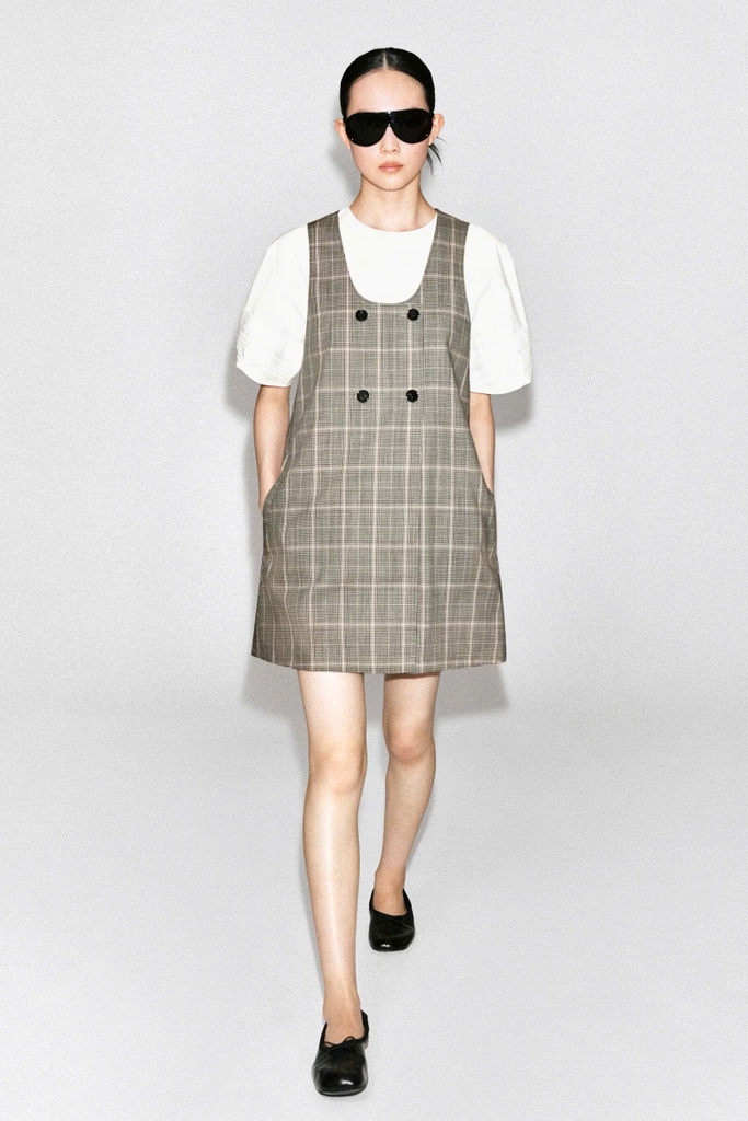 VÁY PINAFORE MINI LEN CA RÔ