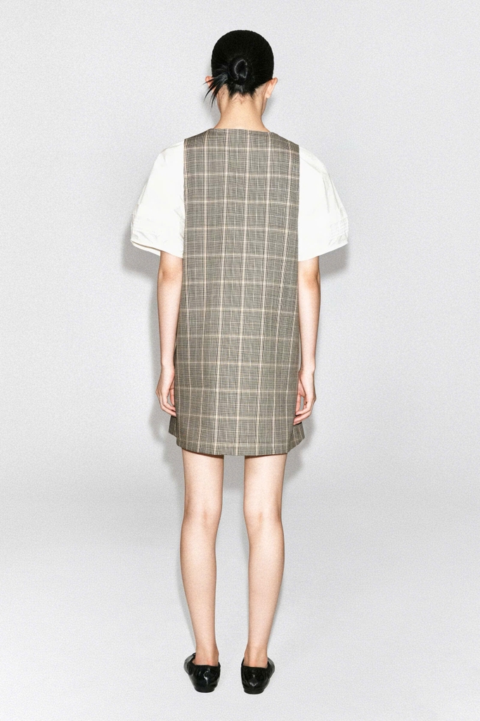 VÁY PINAFORE MINI LEN CA RÔ
