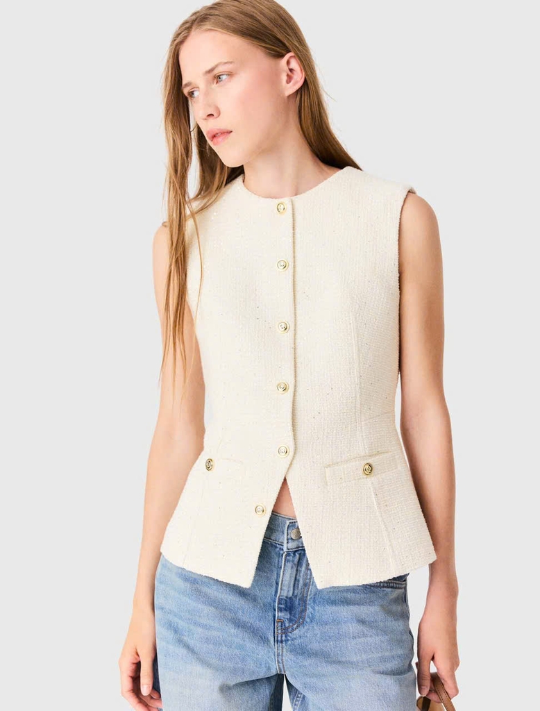 Áo khoác MAJE dài bằng vải tweed