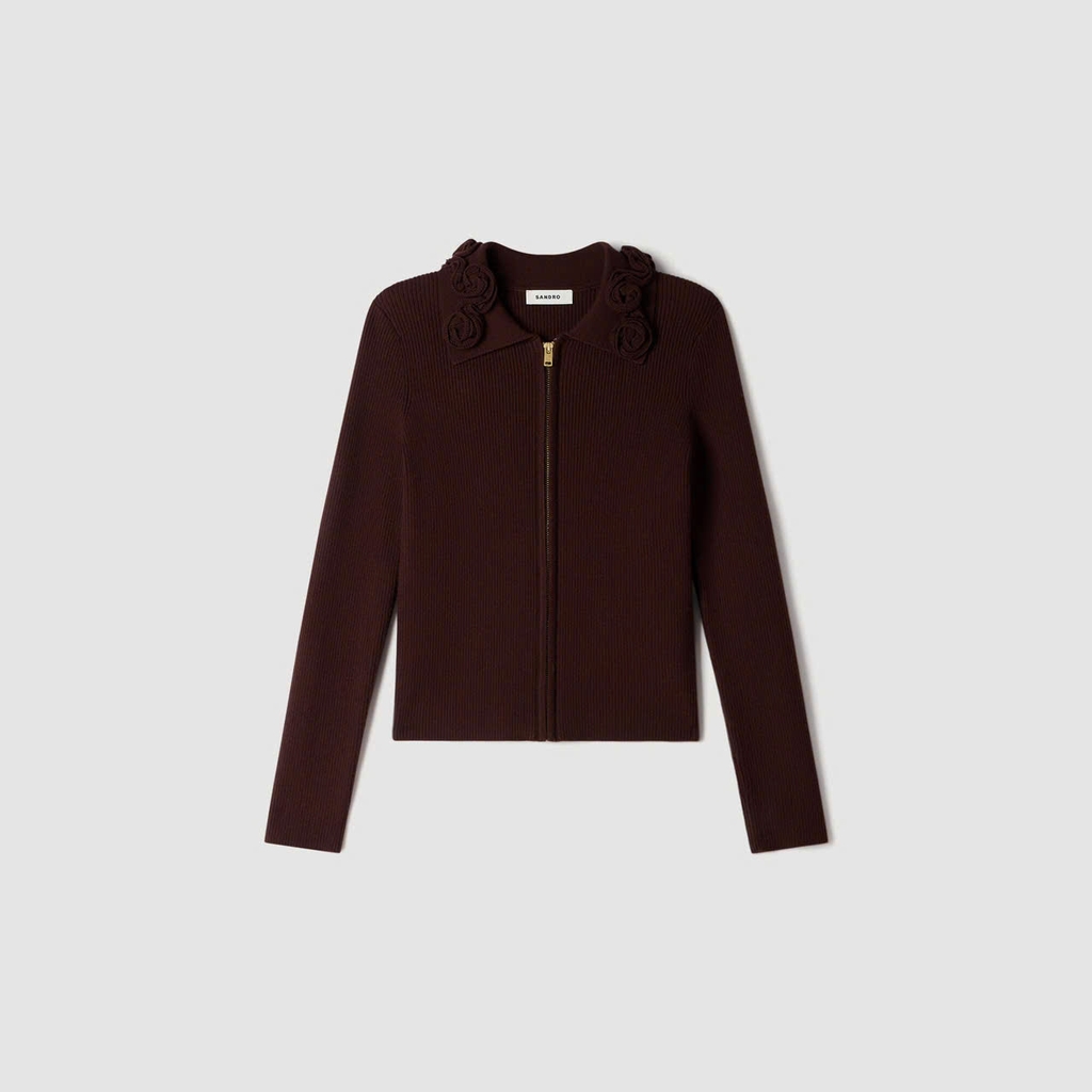 ÁO CARDIGAN SANDRO CỔ HOA