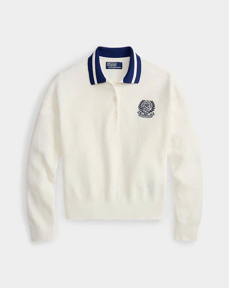 Áo len POLO RL cổ polo bằng cotton Wimbledon