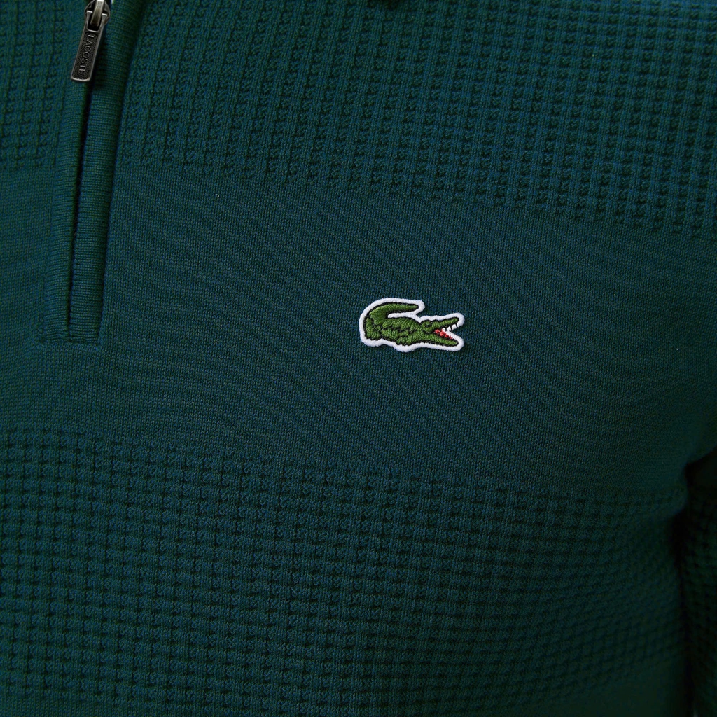Áo len nam Lacoste ngắn tay cổ đức logo ngực 100% cotton