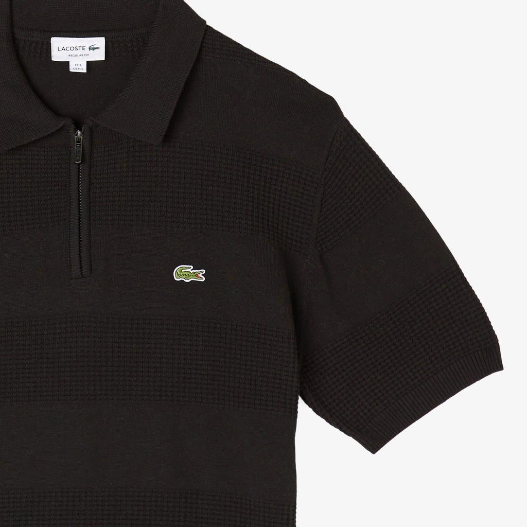 Áo len nam Lacoste ngắn tay cổ đức logo ngực 100% cotton
