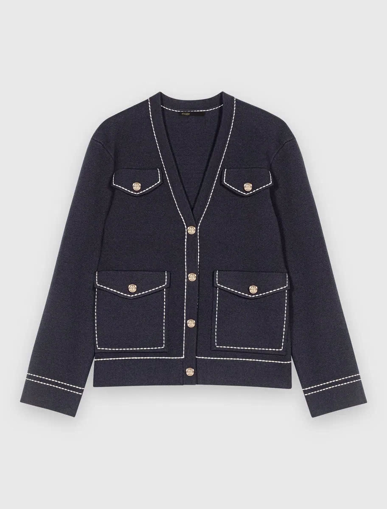 Áo cardigan dáng suông may viền