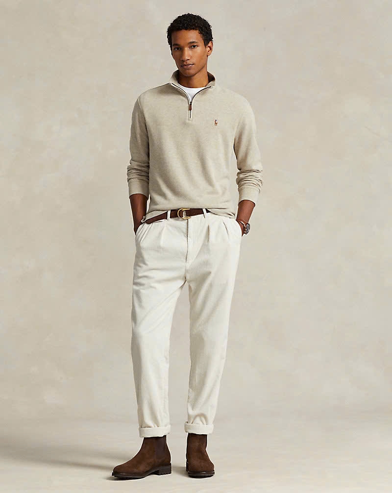 Áo len Polo cổ trụ kéo khoá 5 màu 81% cotton
