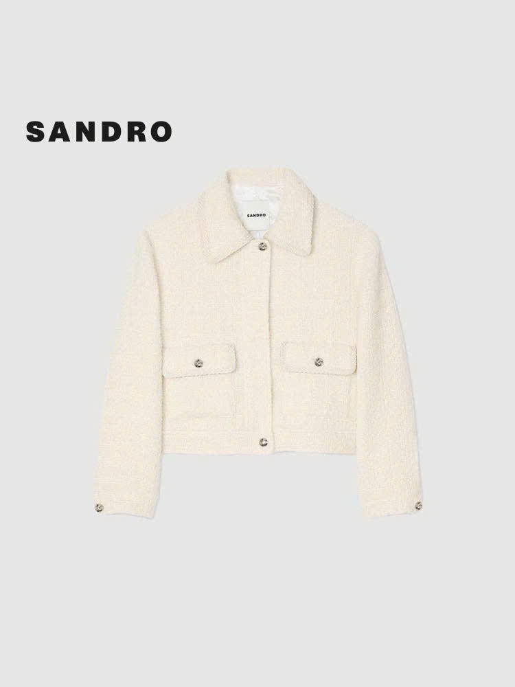 Áo dạ tweed Sandro trắng