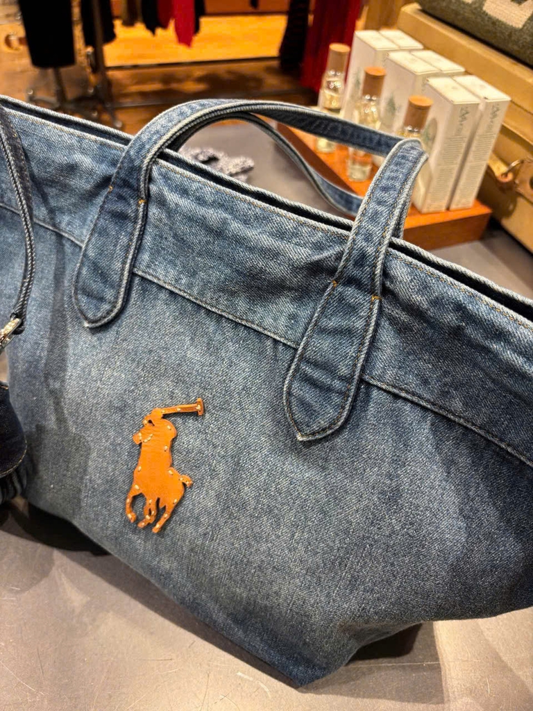Túi tote denim Polo thêu ngựa