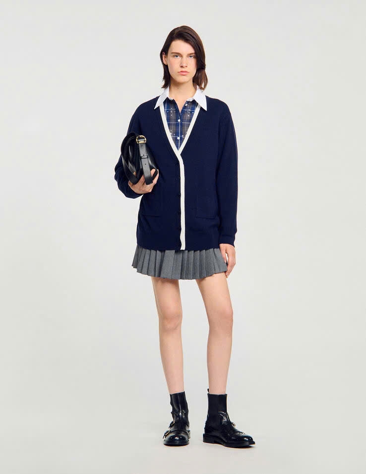 Áo khoác cardigan dài hai tông màu
