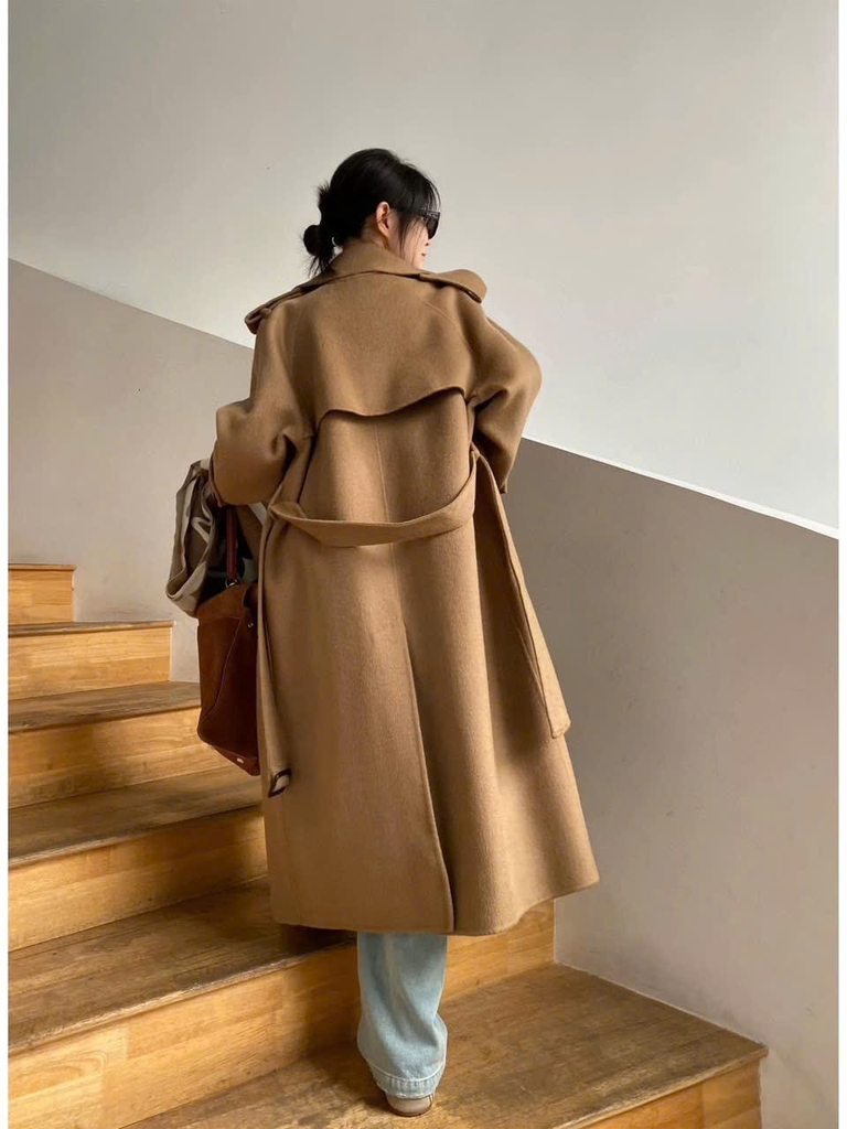Trenchcoat Weekend MaxMara dáng suông màu beirge