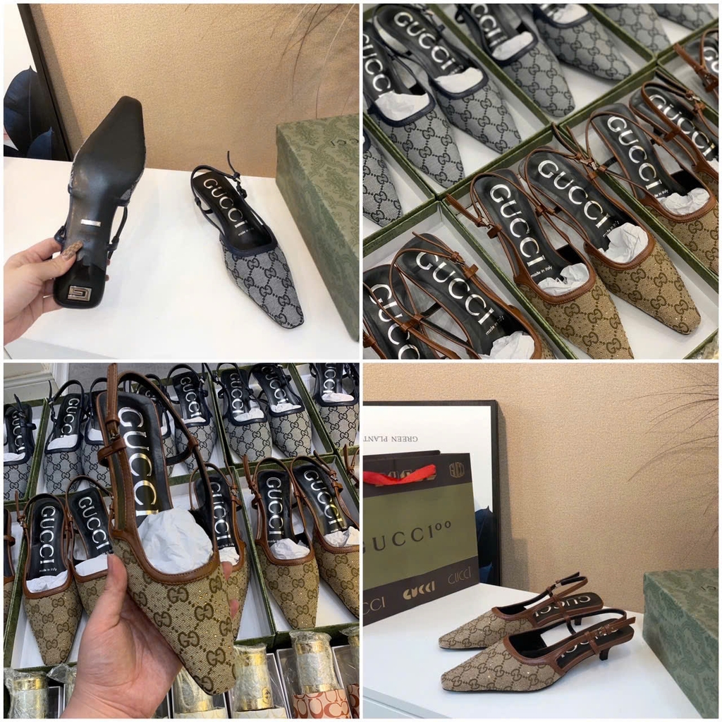 Slingback Gucci logo 2 màu