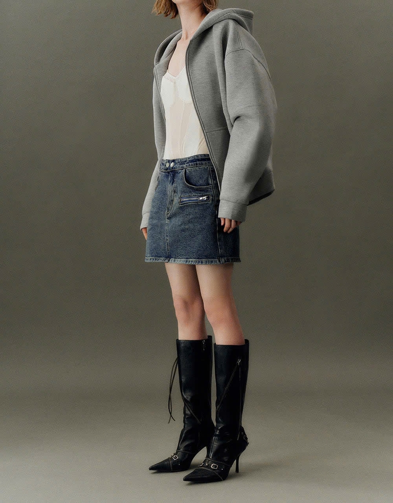 Váy denim thẳng mini
