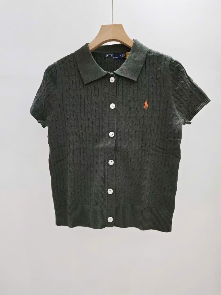 Áo khoác Polo RL tay ngắn bằng vải cotton dệt kim