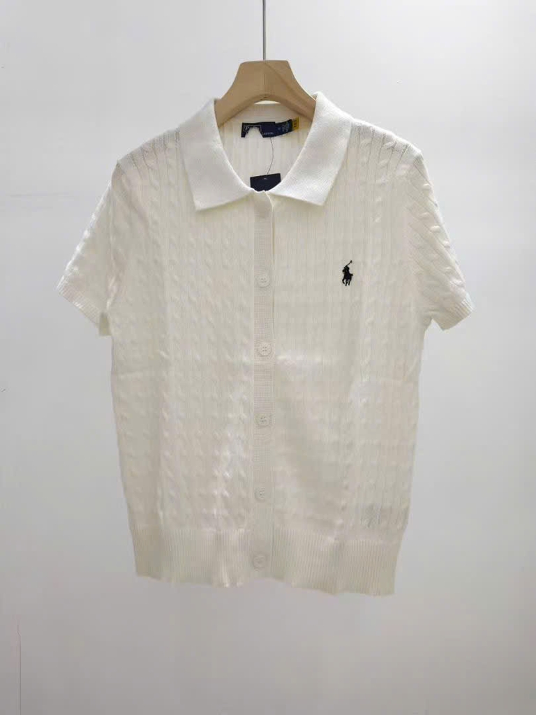 Áo khoác Polo RL tay ngắn bằng vải cotton dệt kim