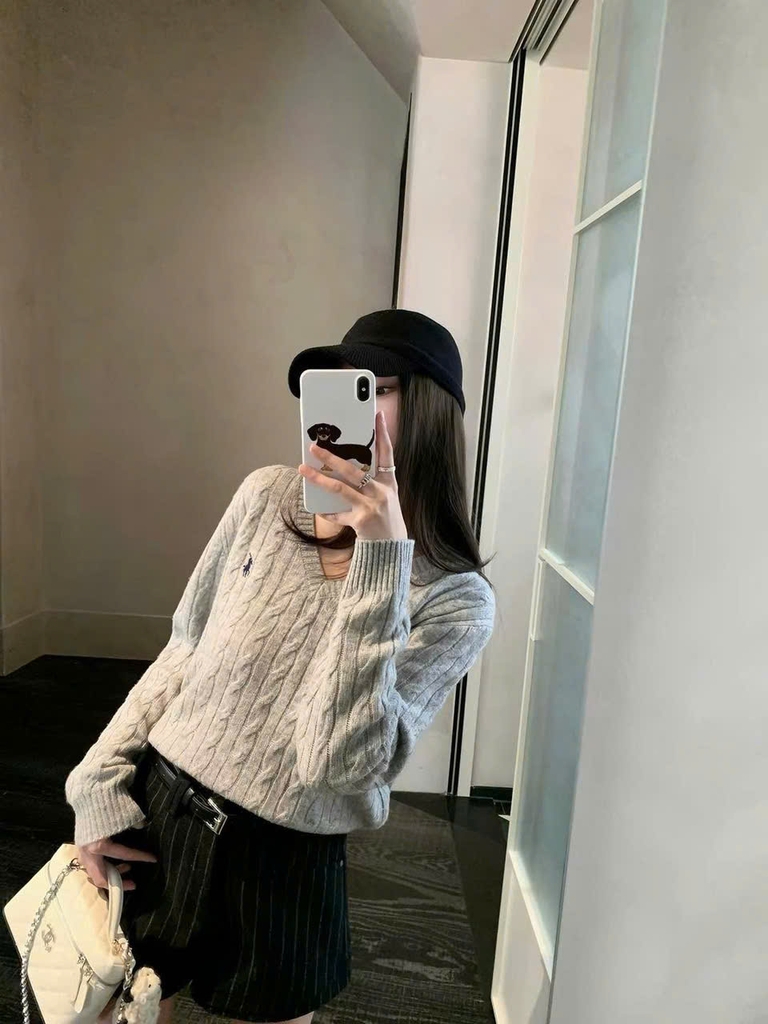 Áo len  Polo RL vặn thừng cổ tim