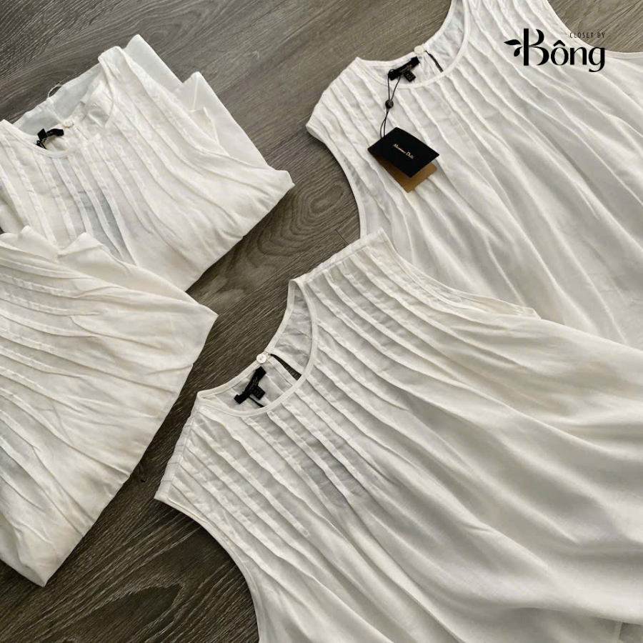 Top lụa đũi trắng Massimo Dutti dư xịn sát sách ly chìm