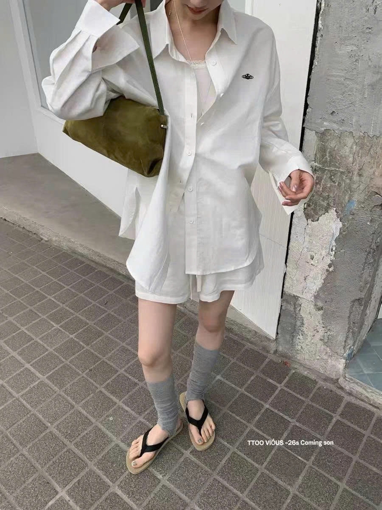 Set khaki linen Áo sơ mi + Short Viviene