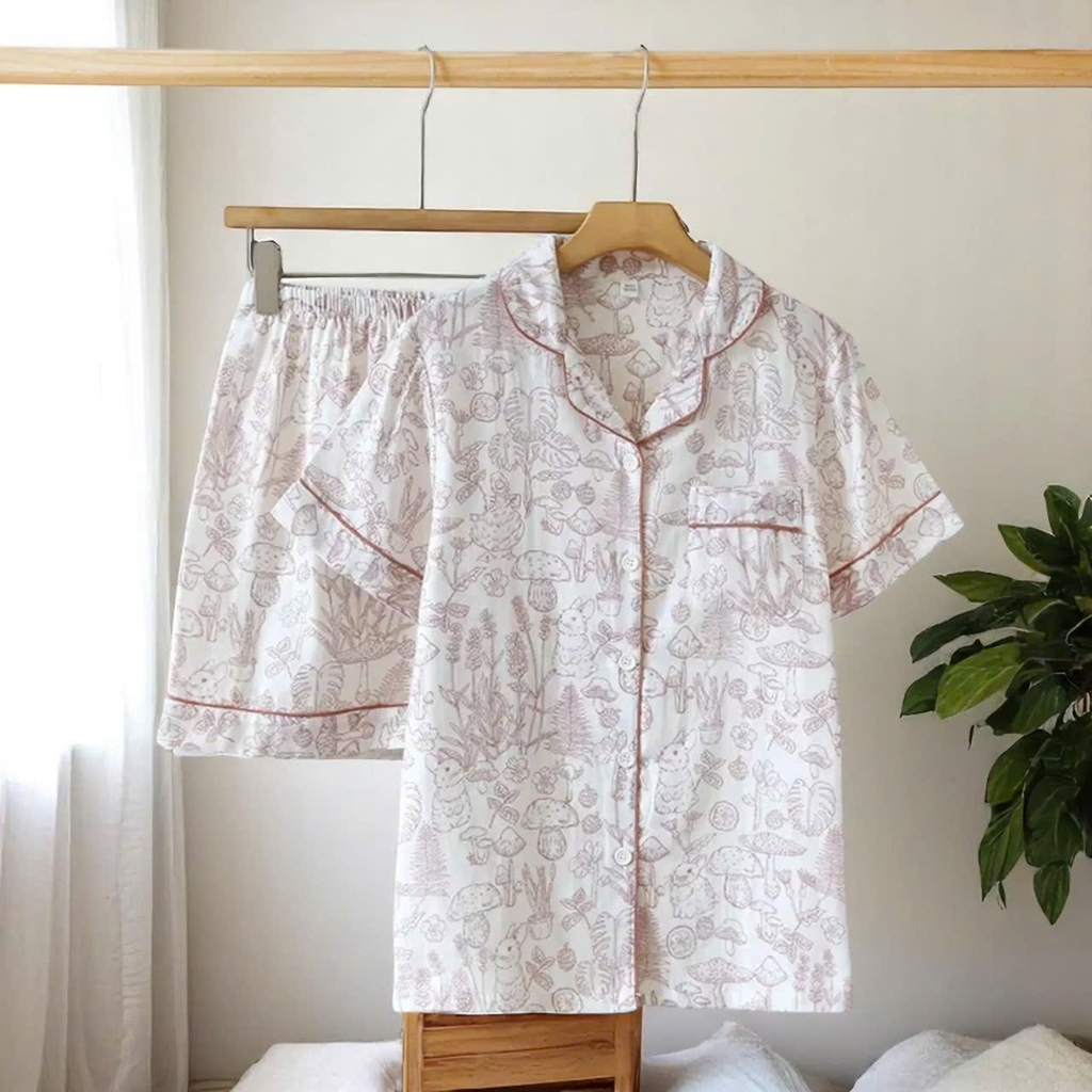 Set Pijama La Perla hoạ tiết hoa lá 2 màu