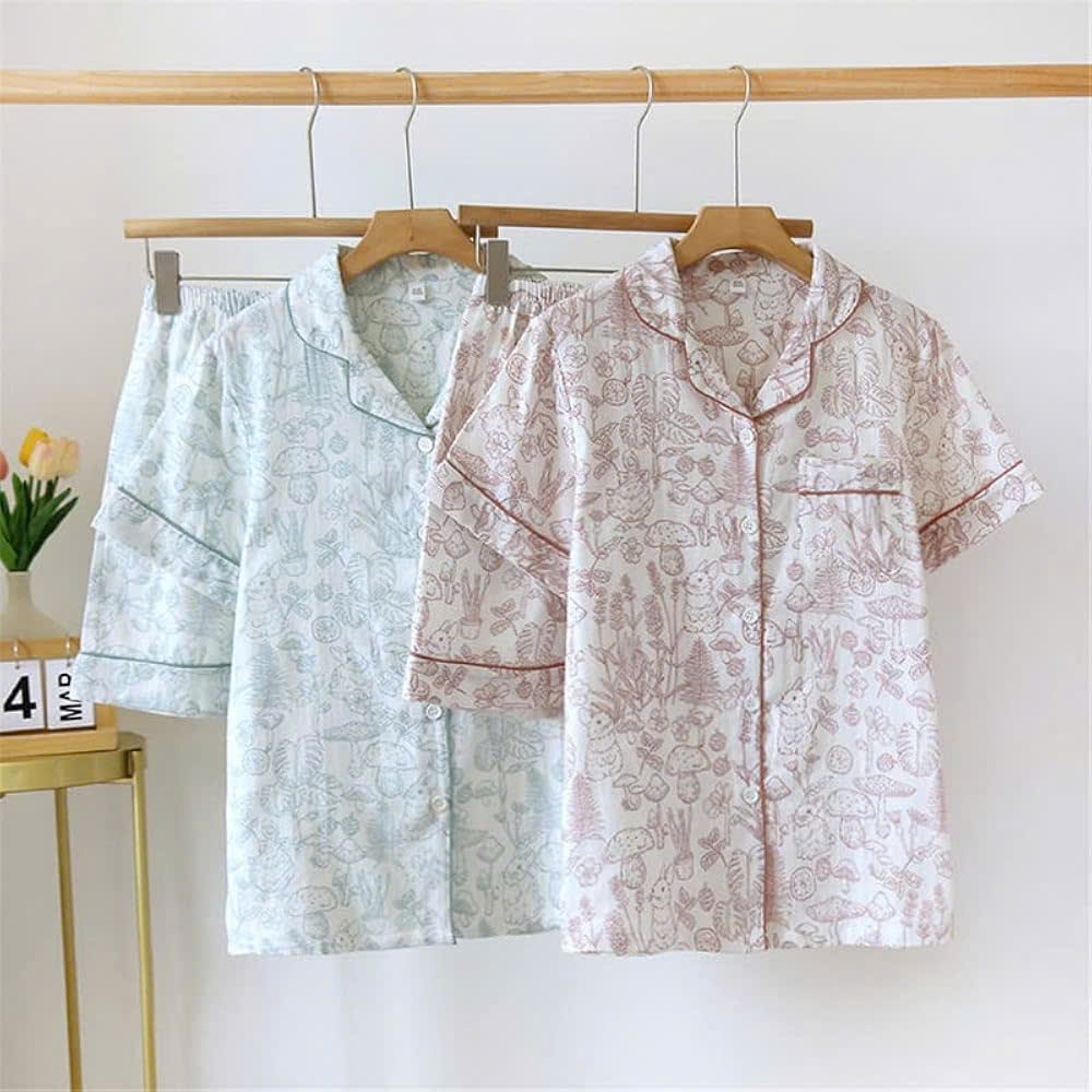 Set Pijama La Perla hoạ tiết hoa lá 2 màu
