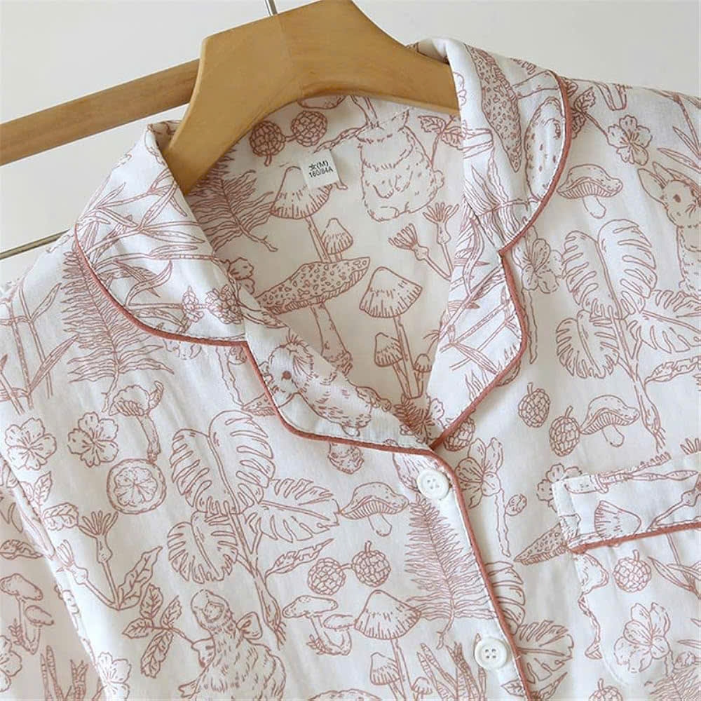 Set Pijama La Perla hoạ tiết hoa lá 2 màu