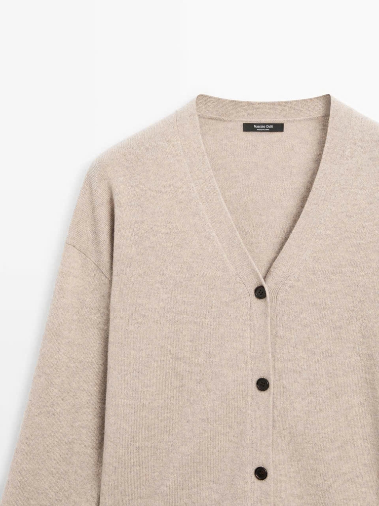 ÁO CARDIGAN DỆT KIM CỔ CHỮ V PHA LEN