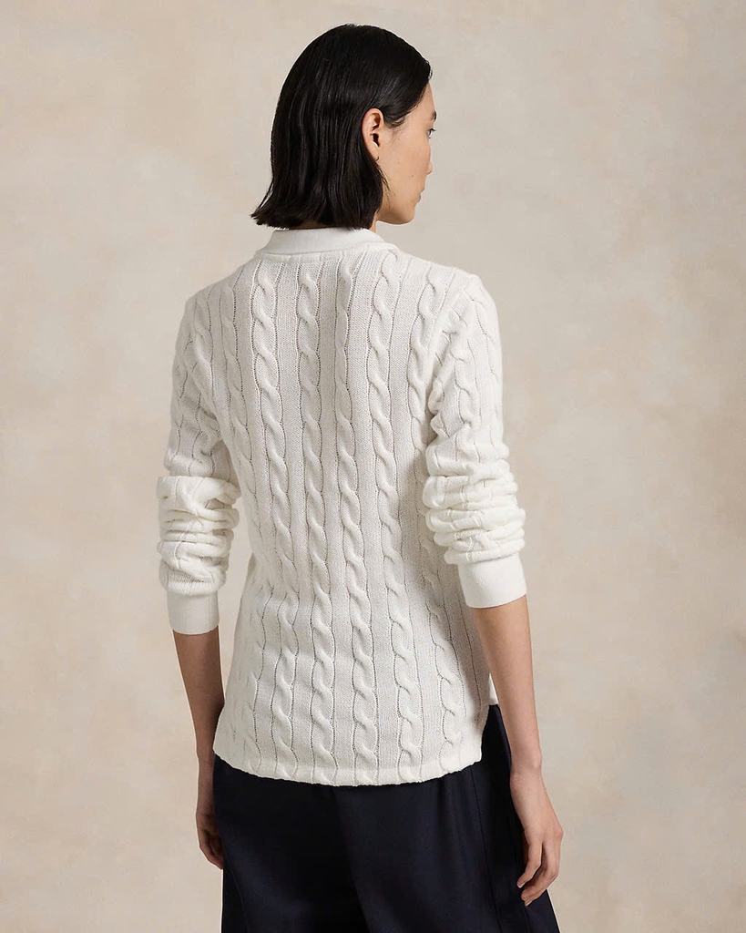 Áo thun polo dài tay bằng vải cotton dệt kim