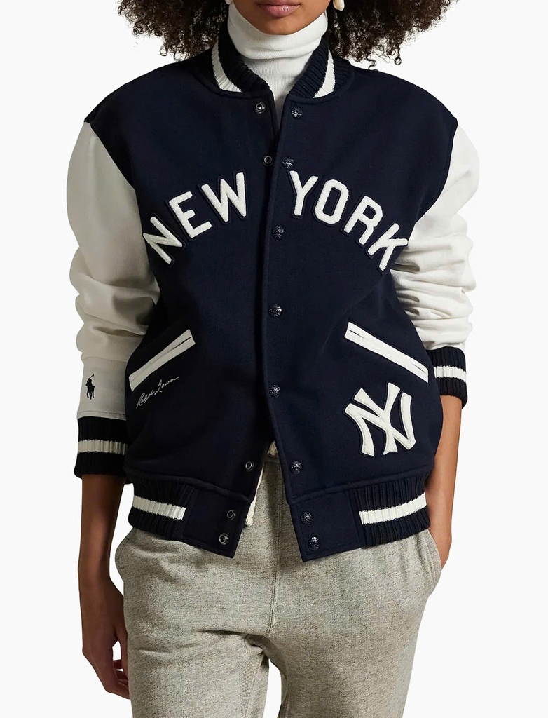 Jacket POLO collab MLB New York navy phối cổ len