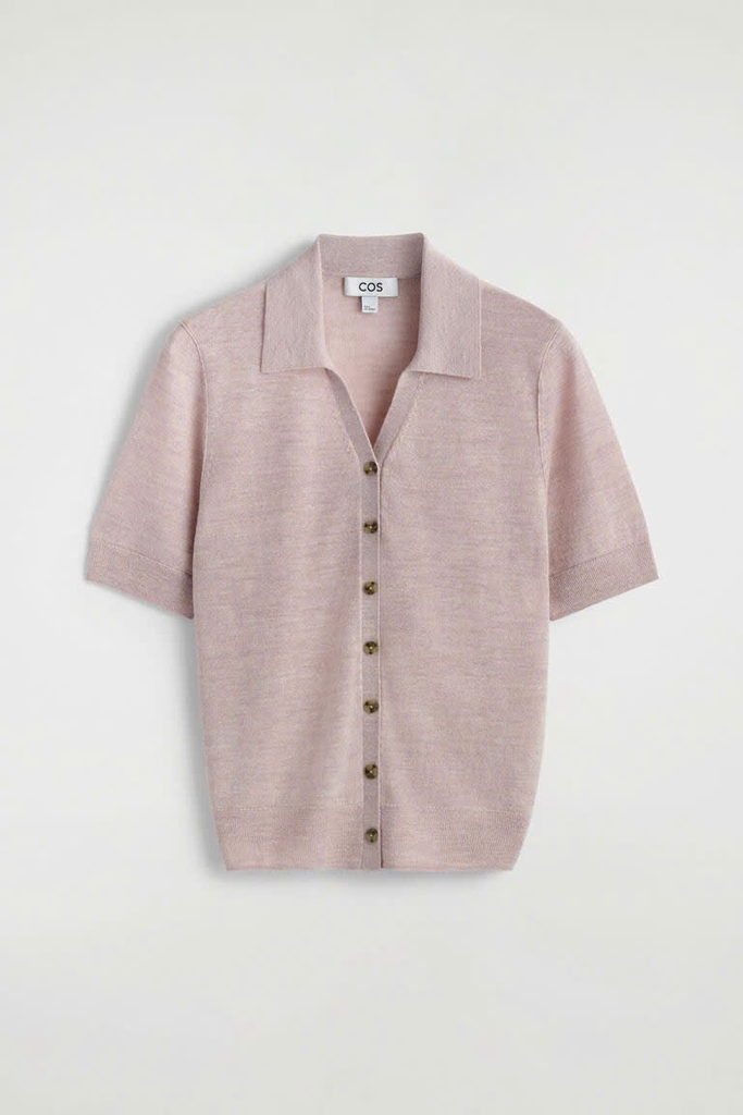 ÁO SƠ MI NGẮN TAY BẰNG VẢI LINEN-MERINO DỆT