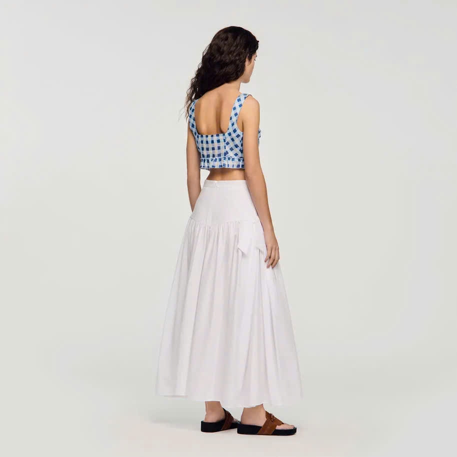 Áo croptop vải lanh kẻ caro