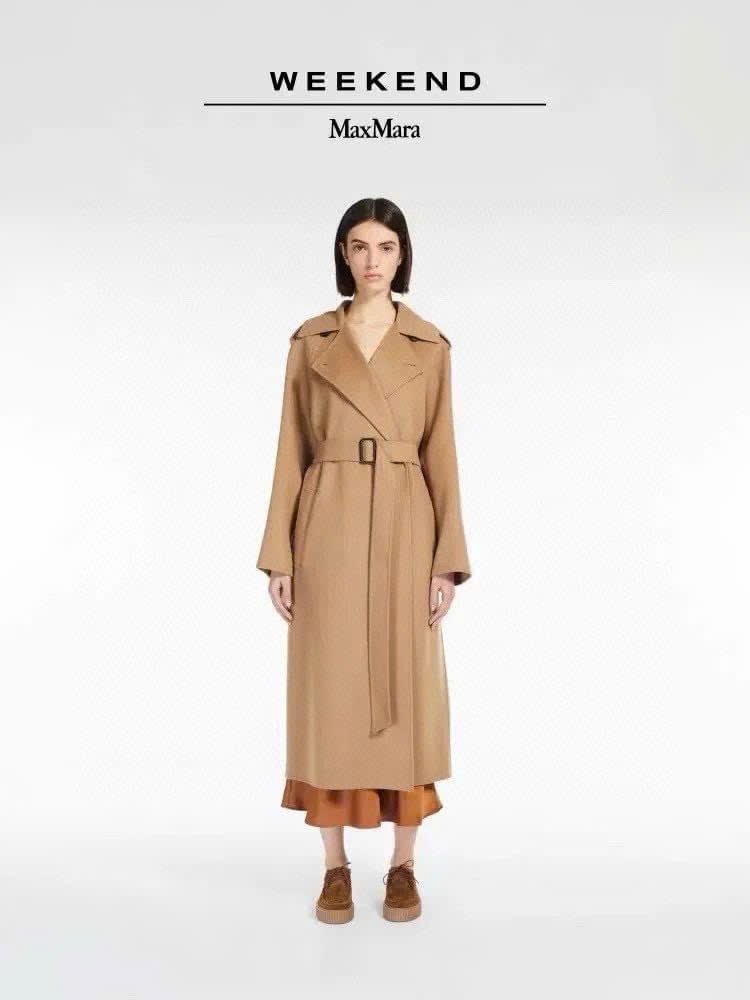 Trenchcoat Weekend MaxMara dáng suông màu beirge