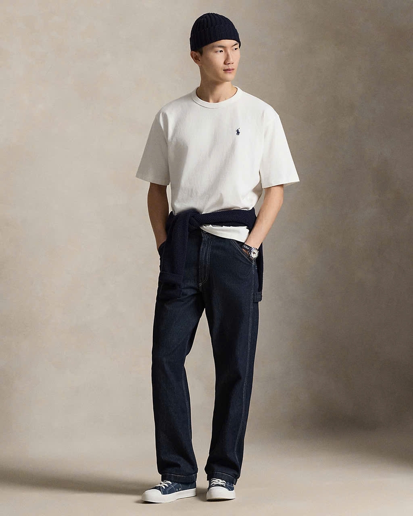 Áo thun cổ tròn dáng rộng thoải mái bằng vải jersey