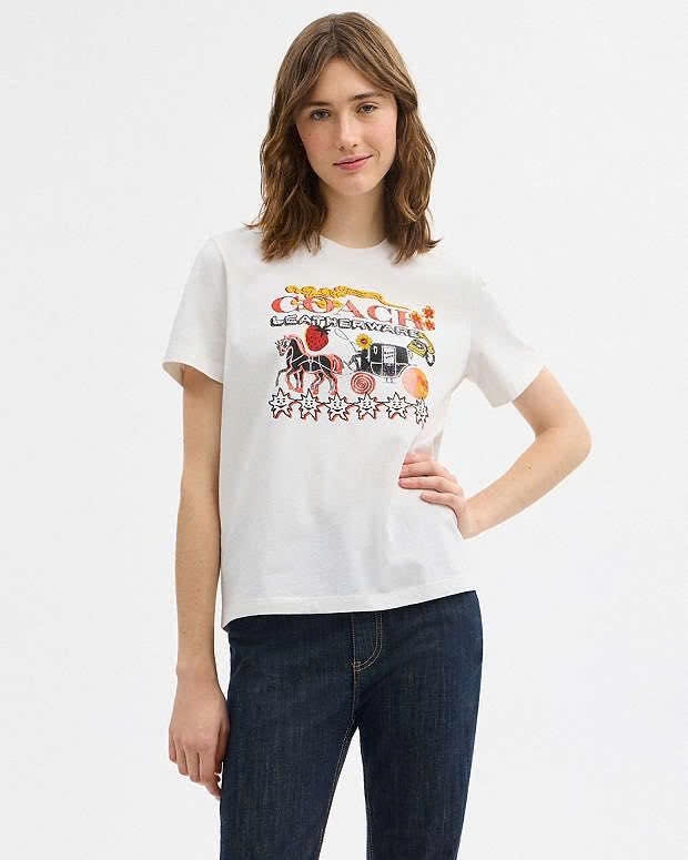Tshirt COACHdư xịn hoạ tiết cỗ xe ngựa