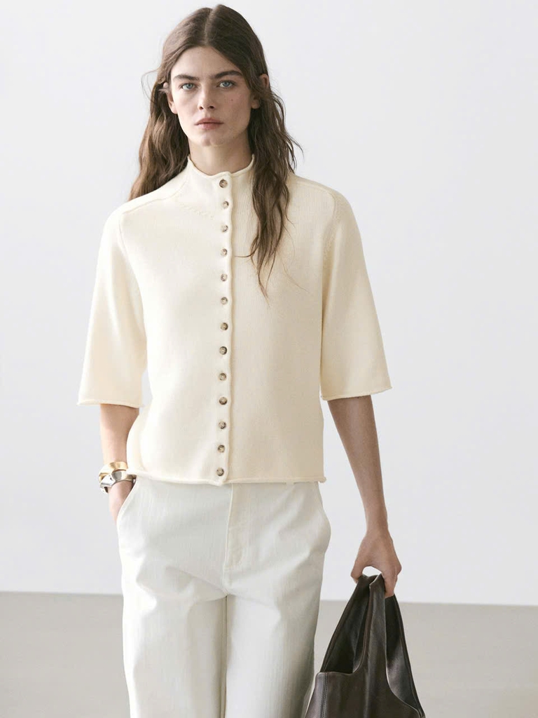ÁO CARDIGAN ĐAN VỚI TAY ÁO DÀI KHUỶU TAY