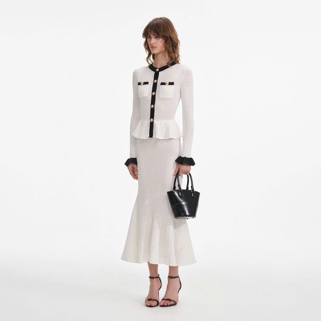 VÁY MIDI POINTELLE KNIT TƯƠNG PHẢN TRẮNG