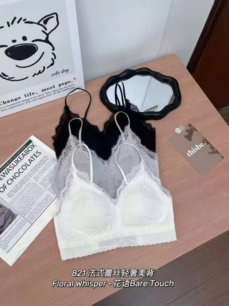 Áo bratop LA PERLA viền ren dây đan lưng 3 màu