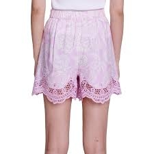 Quần short Maje tím ren chỉ