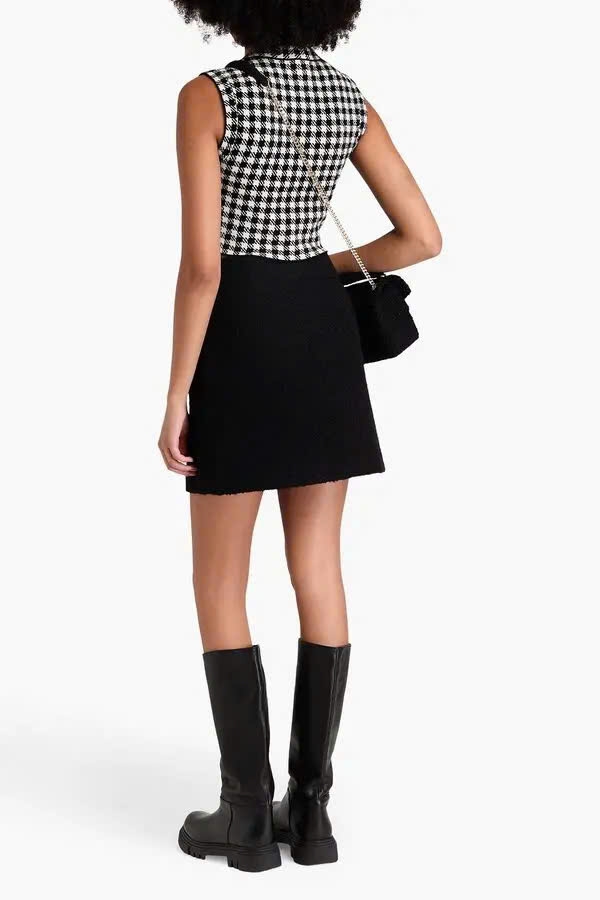 Áo khoác Wallace Short Bouclé/Chân váy len pha Boucle màu đen