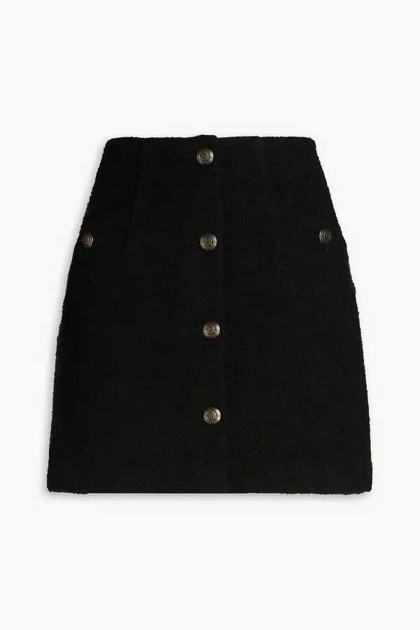 Áo khoác Wallace Short Bouclé/Chân váy len pha Boucle màu đen
