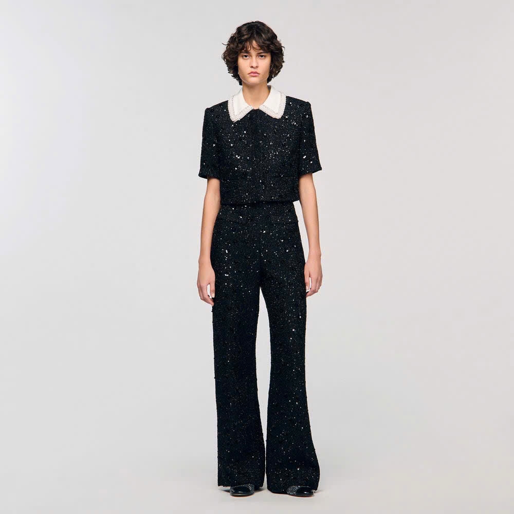 ÁO KHOÁC NGẮN VẢI TWEED ĐÍNH ĐÁ