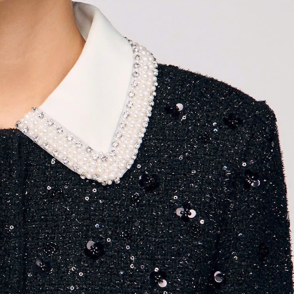 ÁO KHOÁC NGẮN VẢI TWEED ĐÍNH ĐÁ
