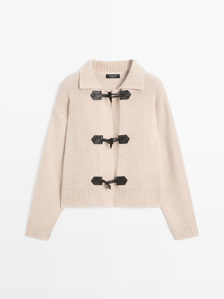 ÁO LEN CARDIGAN PHA LEN CÓ CHI TIẾT NÚT SỪNG