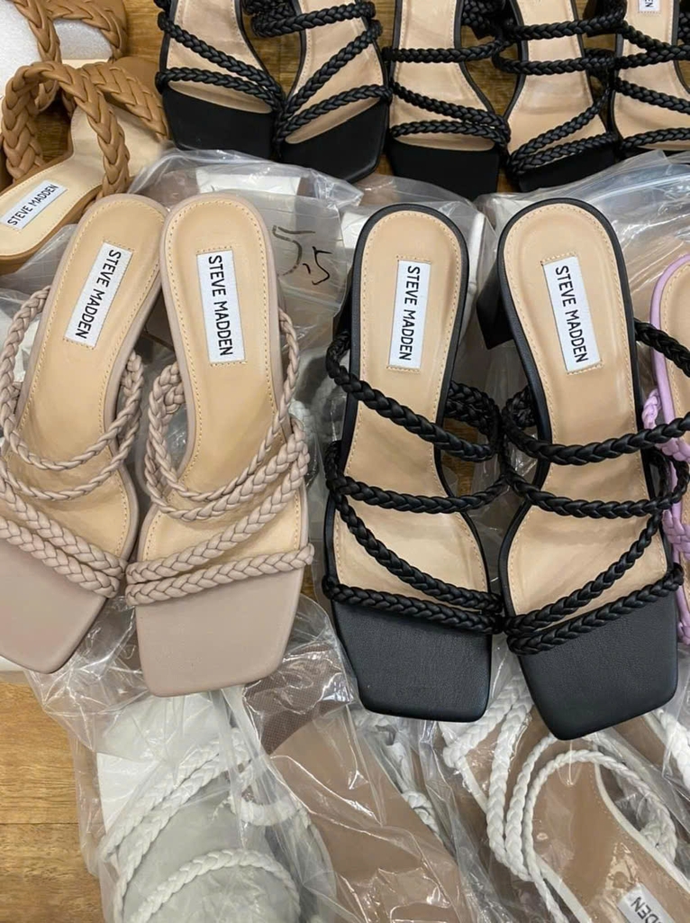 Guốc Steve Madden dây tết bản nhỏ 4 màu