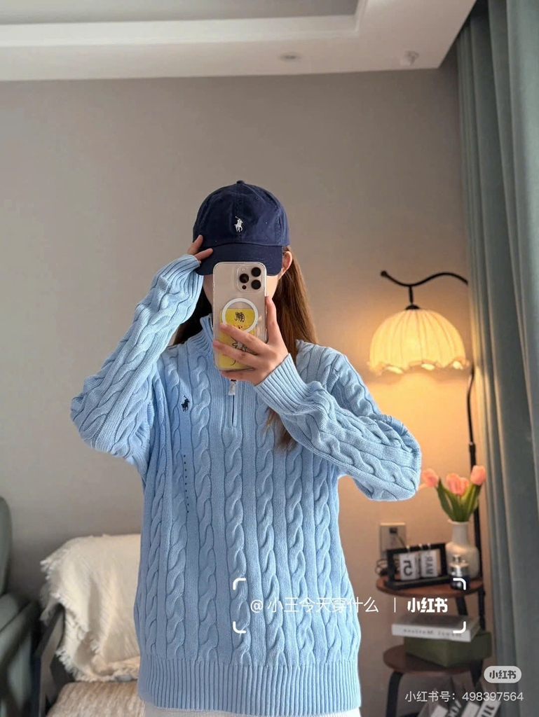 Áo len cotton dệt kim có khóa kéo