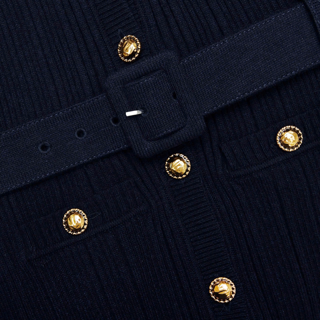 Váy MIDI dệt kim viscose màu xanh navy
