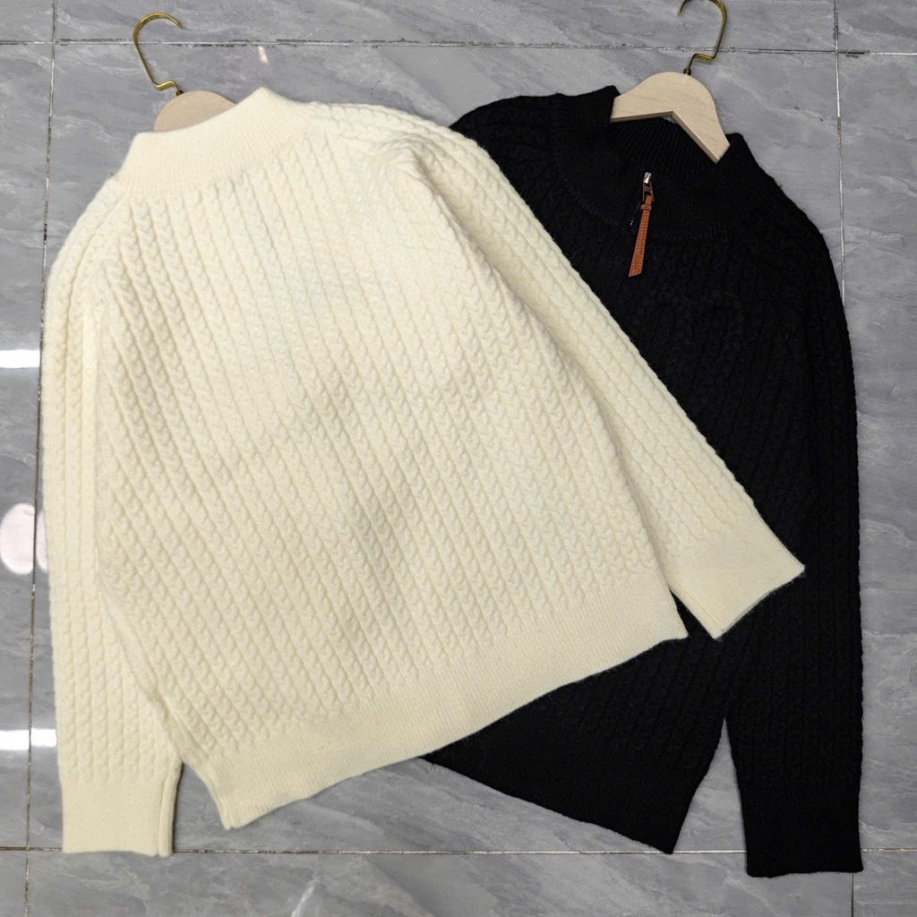 Áo khoác len có khóa kéo đệm